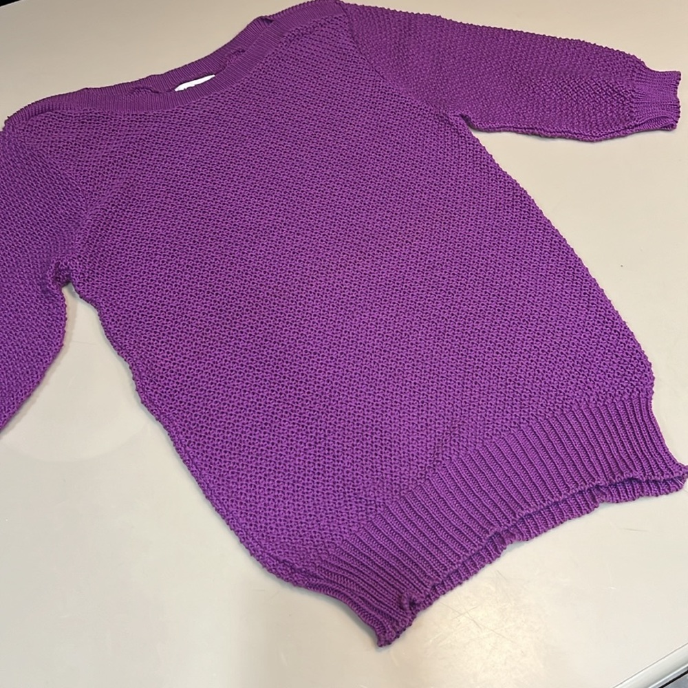 Vintage Koret purple crocheted sweater Large NWT